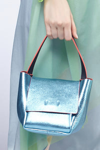 Triangular Metallic Leather HandBag